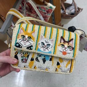 viral trending Beaded Cat Striped shoulder bag